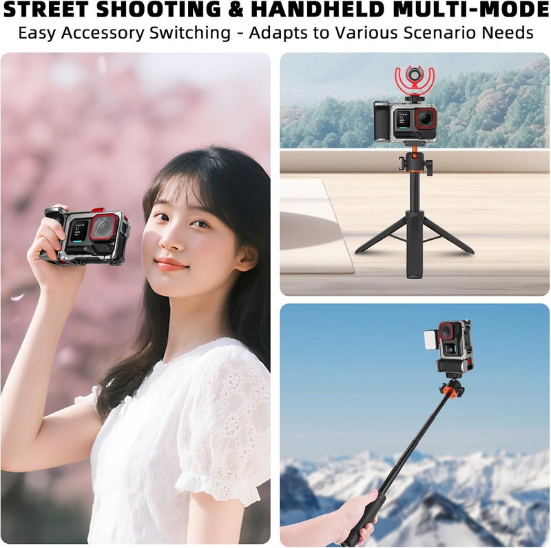 BRDRC Grip Kit for Insta360 Ace Pro 2 / Ace Pro (with Cage), Handle Holder Bundle Expansion Mount with Shutter Button, Quick Release, Cold Shoe for Insta 360 Ace Pro 2/Insta360 Ace Pro Accessories - Image 3